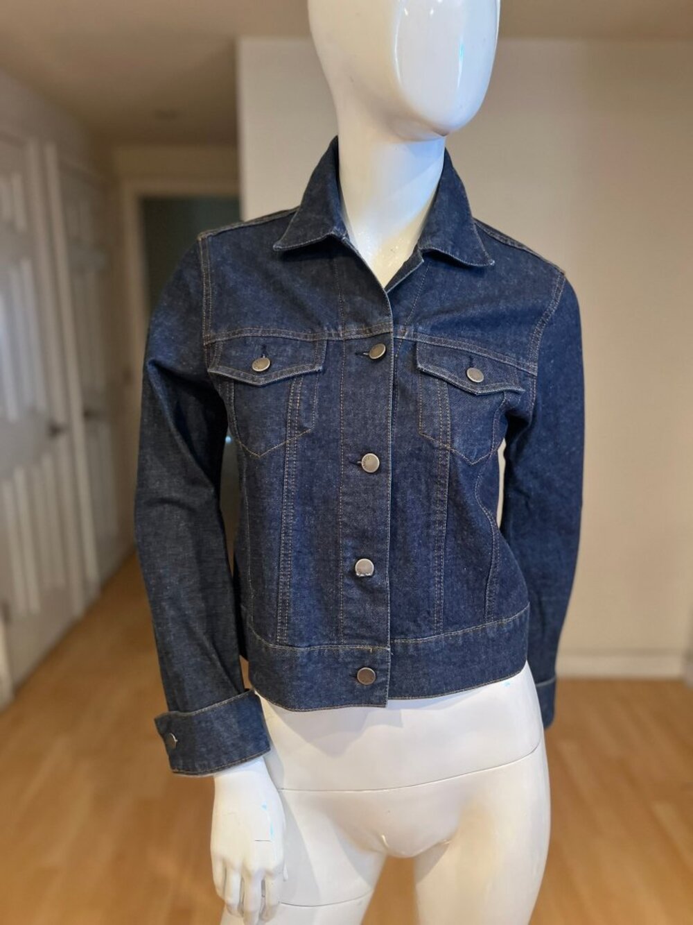VINTAGE Y2K THEORY DENIM CROP JACKET MADE IN THE USA SZ M MEDIUM